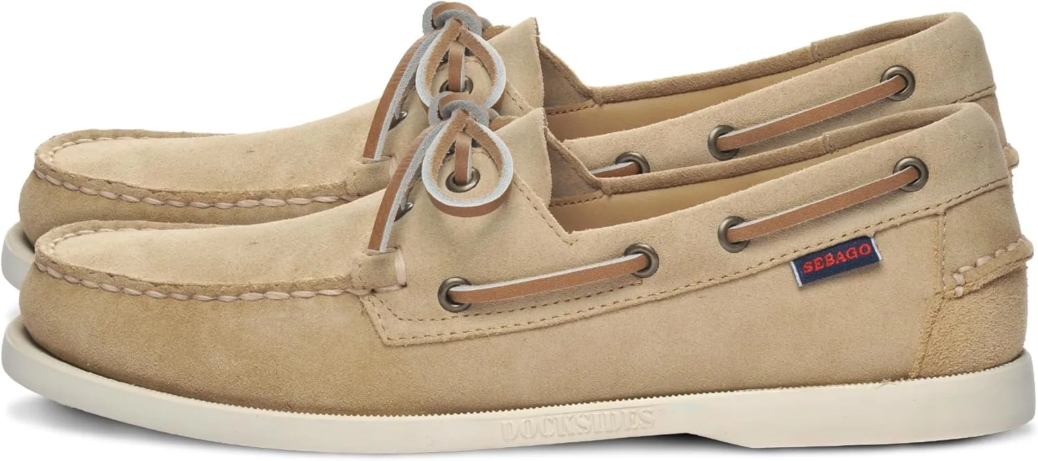 Sebago Portland Roughout Boat Shoes - Handsewn Roughout Leather Moccasins with Leather Sock Lining and Non-Marking, Non-Slip Siped Rubber Outsoles