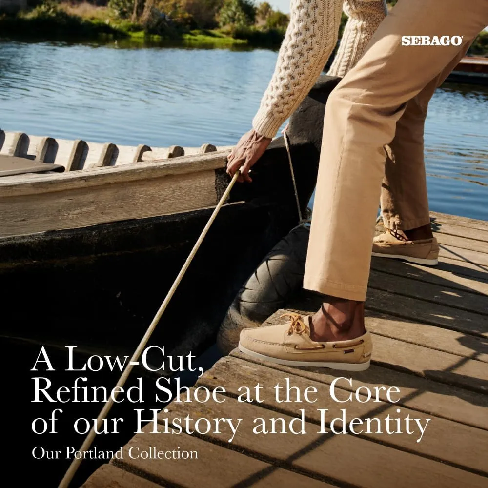 Sebago Portland Roughout Boat Shoes - Handsewn Roughout Leather Moccasins with Leather Sock Lining and Non-Marking, Non-Slip Siped Rubber Outsoles