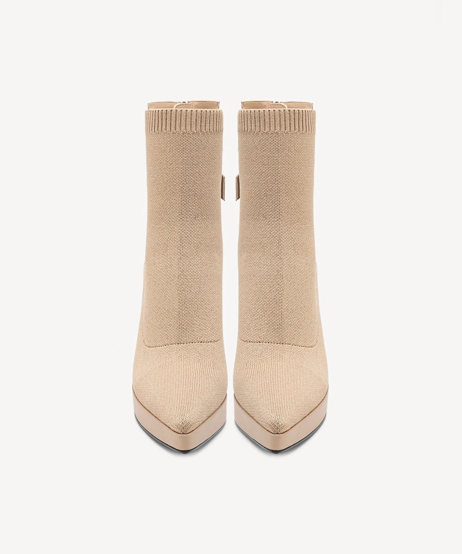 Sexy Pointed Toe Soles Ankle Boots Velvet Apricot