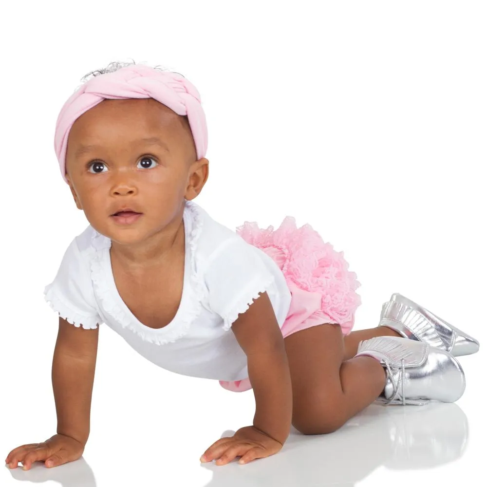 Silver Moccasins with Fringe & Laces | Baby Sizes 3 4 or 6