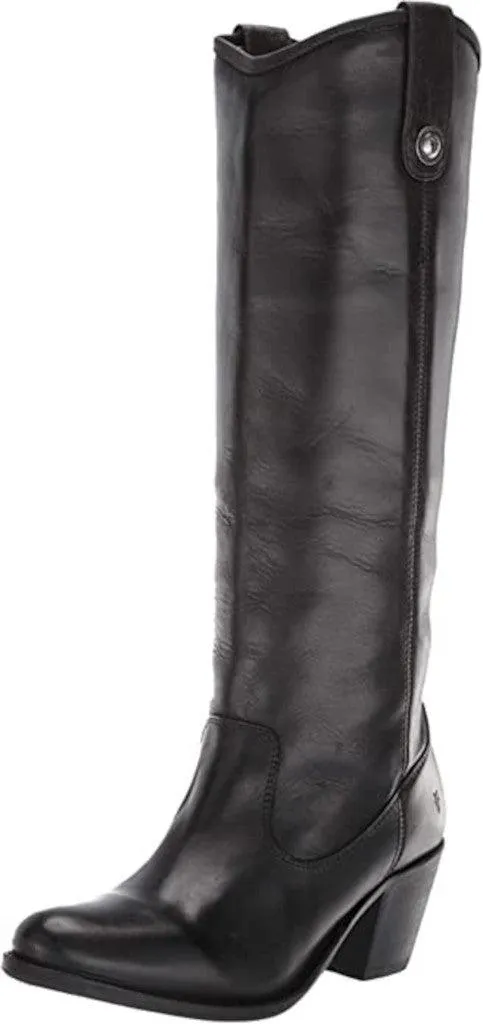 The Frye Company Womens Black Jackie Button Tall Size 9.5 Oiled Leather Boots