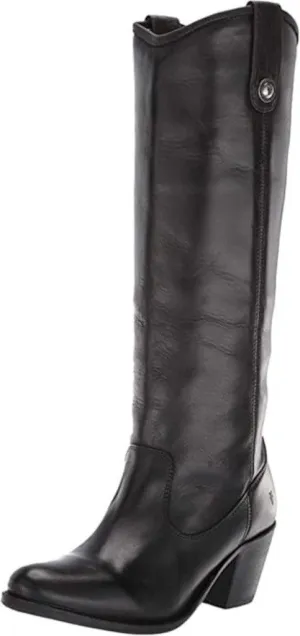The Frye Company Womens Black Jackie Button Tall Size 9.5 Oiled Leather Boots