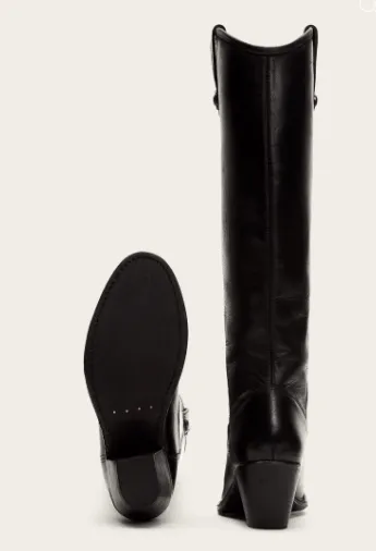 The Frye Company Womens Black Jackie Button Tall Size 9.5 Oiled Leather Boots