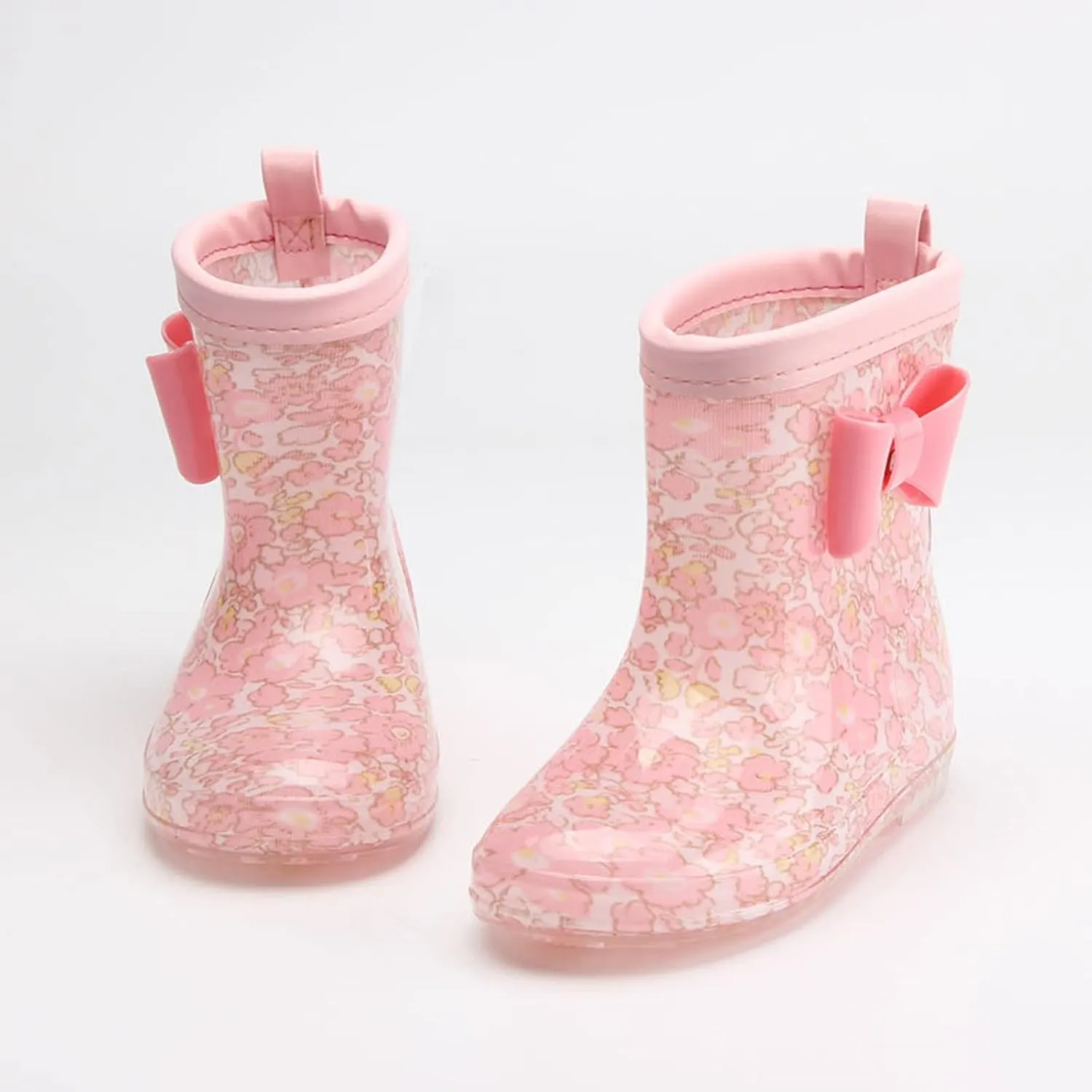 Toddler Kids PVC Rain Boots Boys Girls Cartoon Prints Non Slip Outdoor Shoes Wear-esistant Hiking Boots