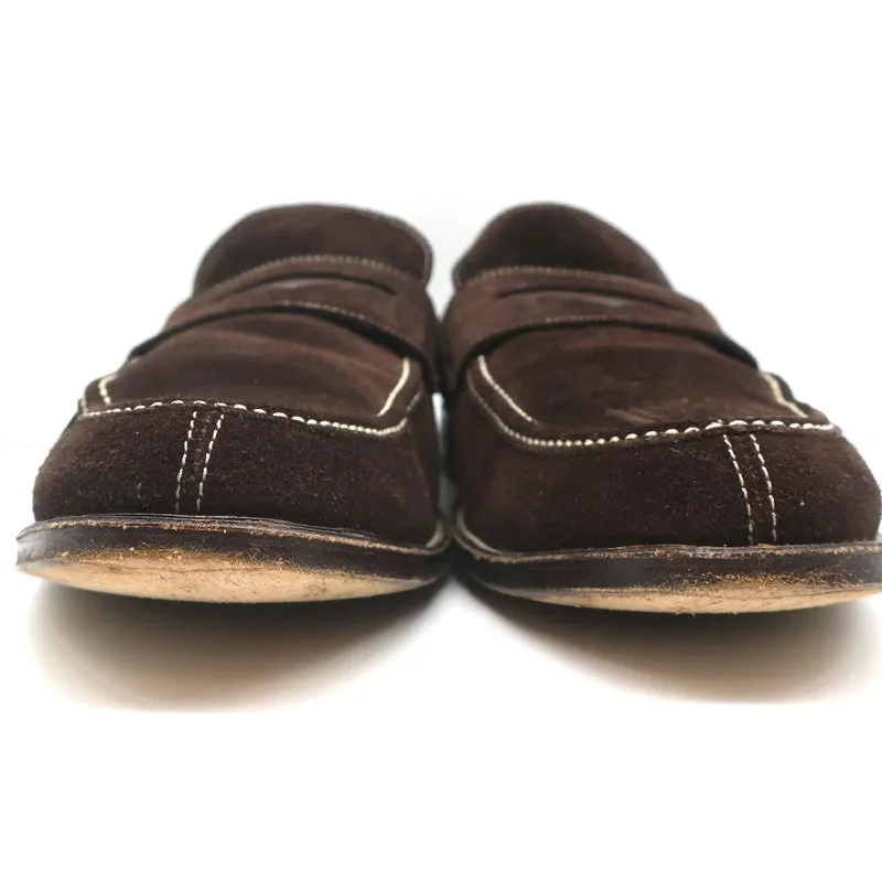 Tom Ford Penny Loafers Dark Brown Leather-Trimmed Suede Size 11
