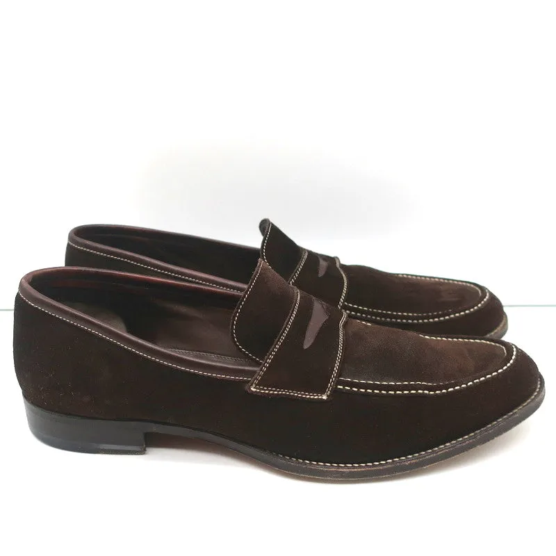 Tom Ford Penny Loafers Dark Brown Leather-Trimmed Suede Size 11