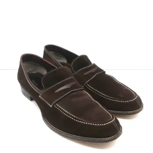 Tom Ford Penny Loafers Dark Brown Leather-Trimmed Suede Size 11