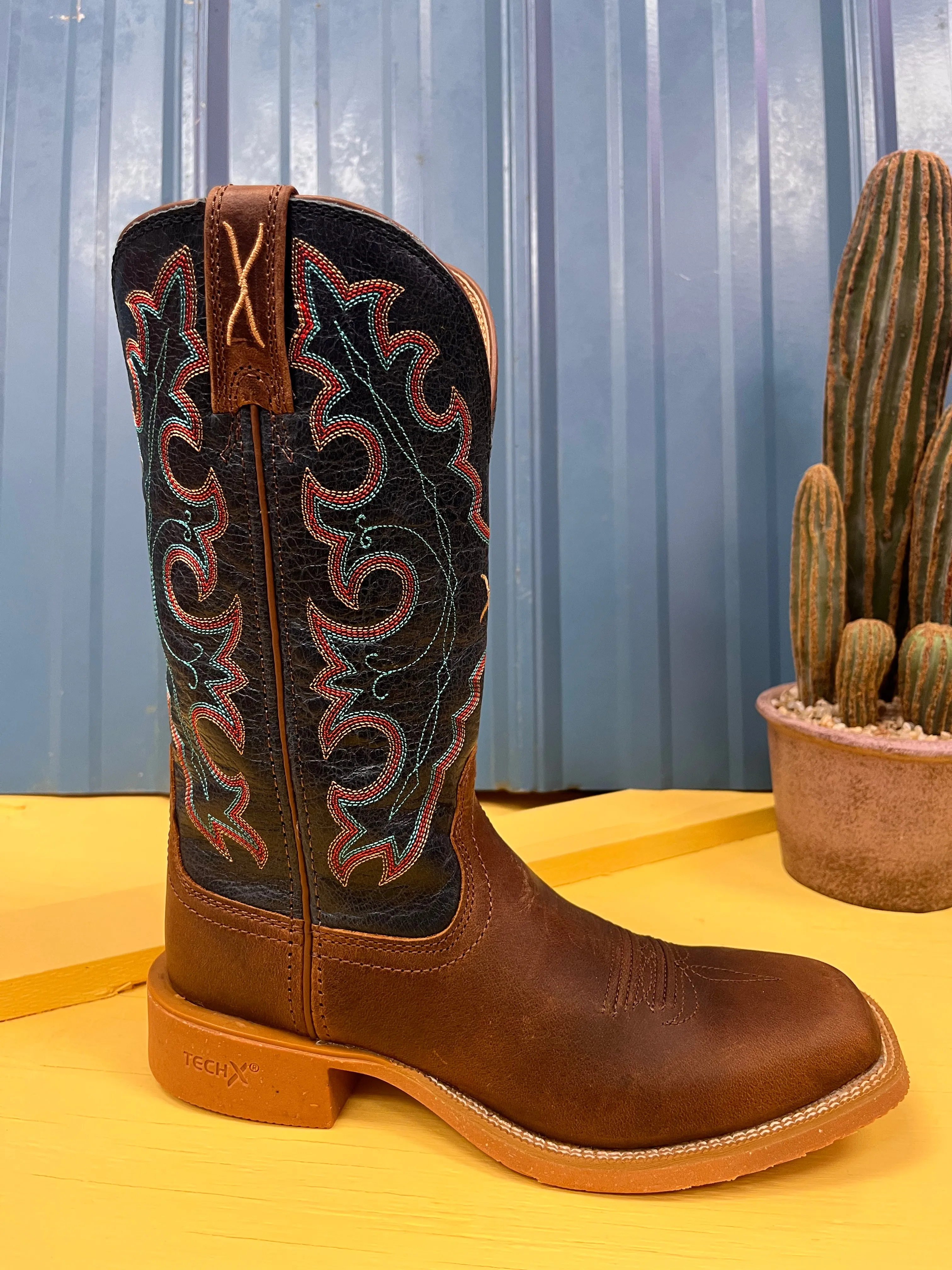 Twisted X Women's Tech X Roasted Pecan & Navy Blue 11" Western Cowgirl Boot WXTR004