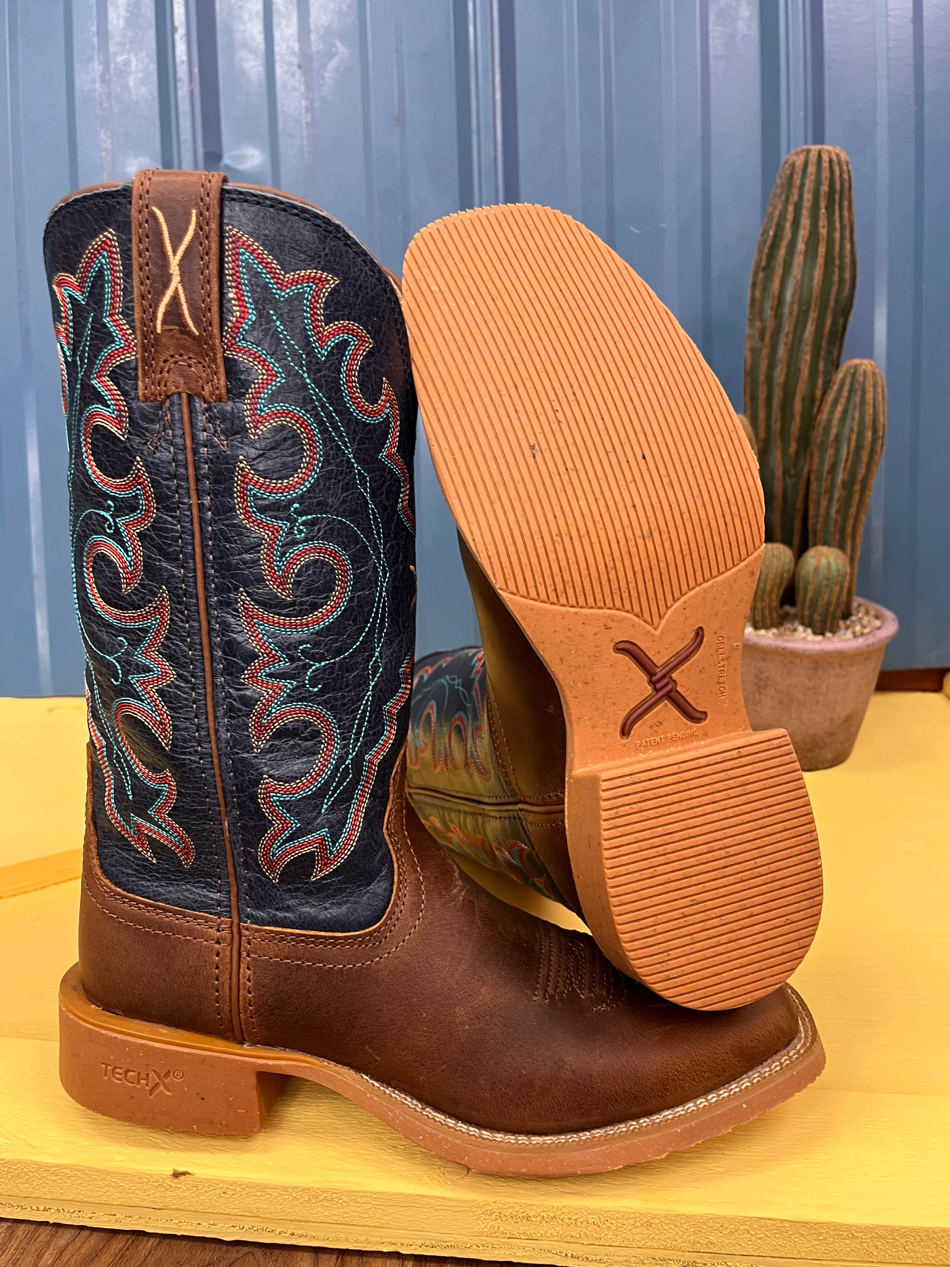 Twisted X Women's Tech X Roasted Pecan & Navy Blue 11" Western Cowgirl Boot WXTR004