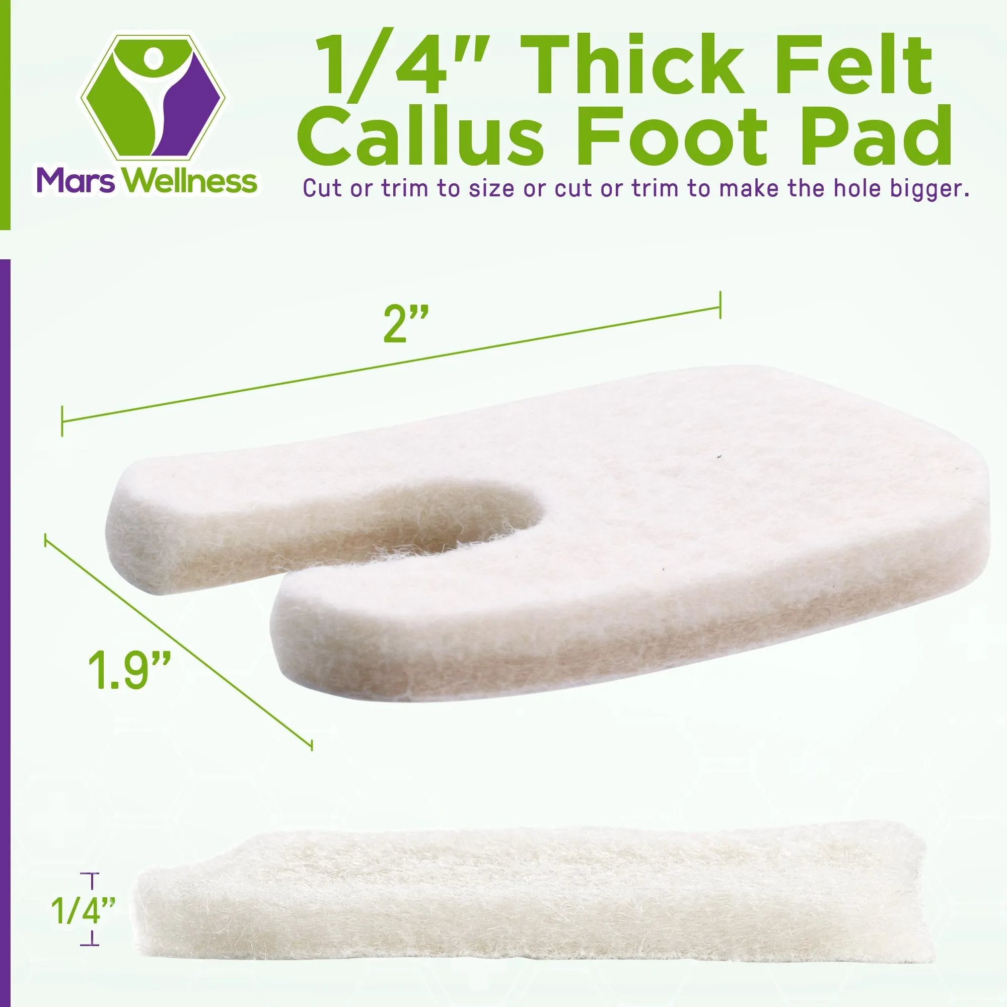 U Shaped Felt Callus Pads - Adhesive Foot Pads That Protect Calluses from Rubbing On Shoes - 3/16"