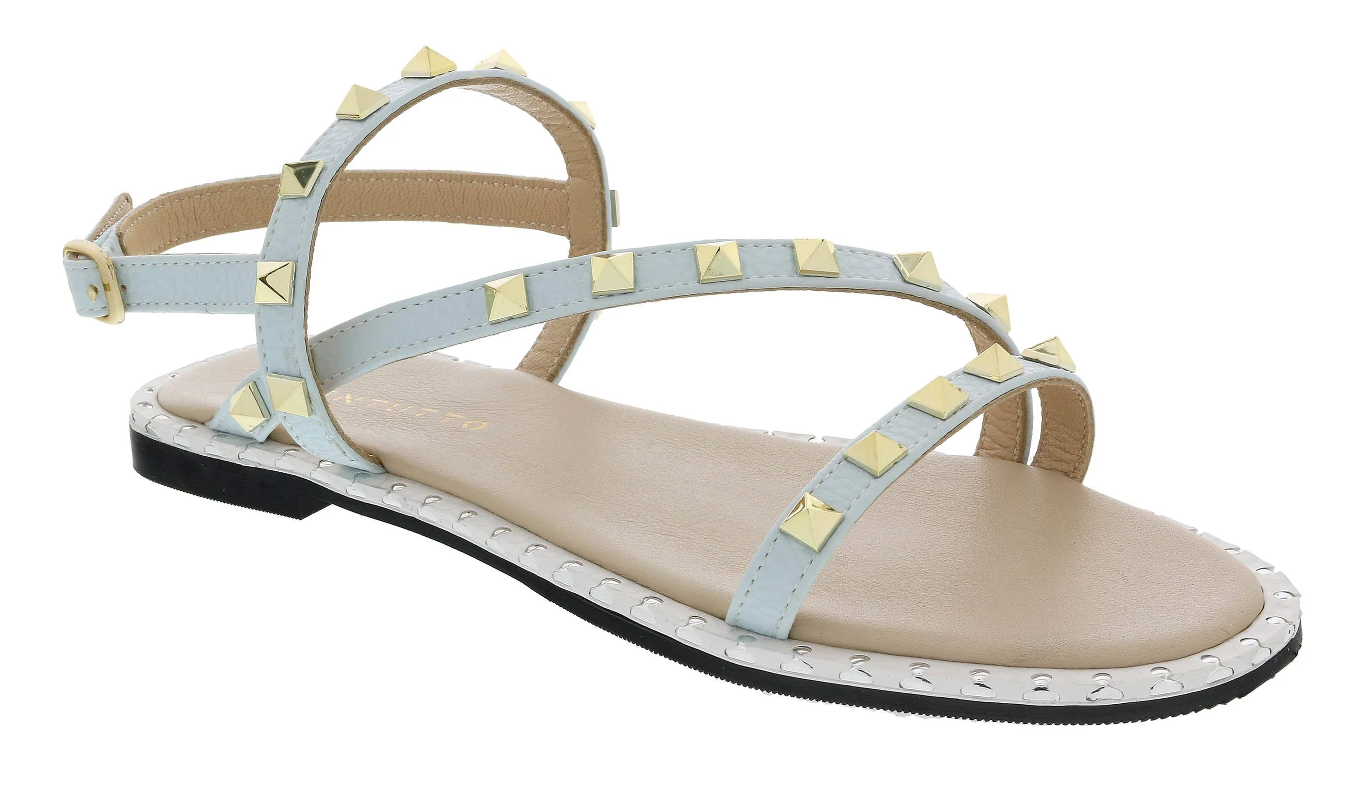 Ventutto Blue Riveted Embellished Strappy Sandals-