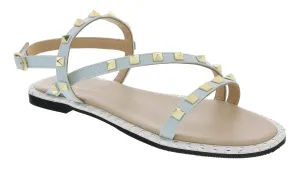 Ventutto Blue Riveted Embellished Strappy Sandals-