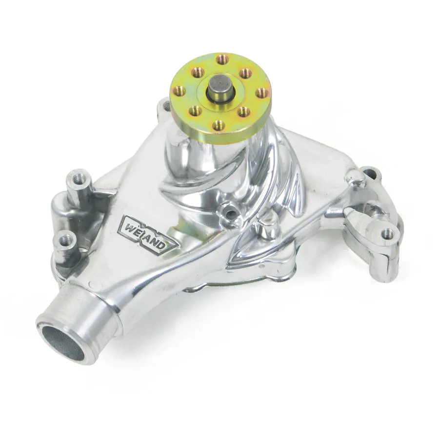 Weiand Action Plus Long Design Water Pump - 5/8 in Pilot - Polished - Small Block Chevy