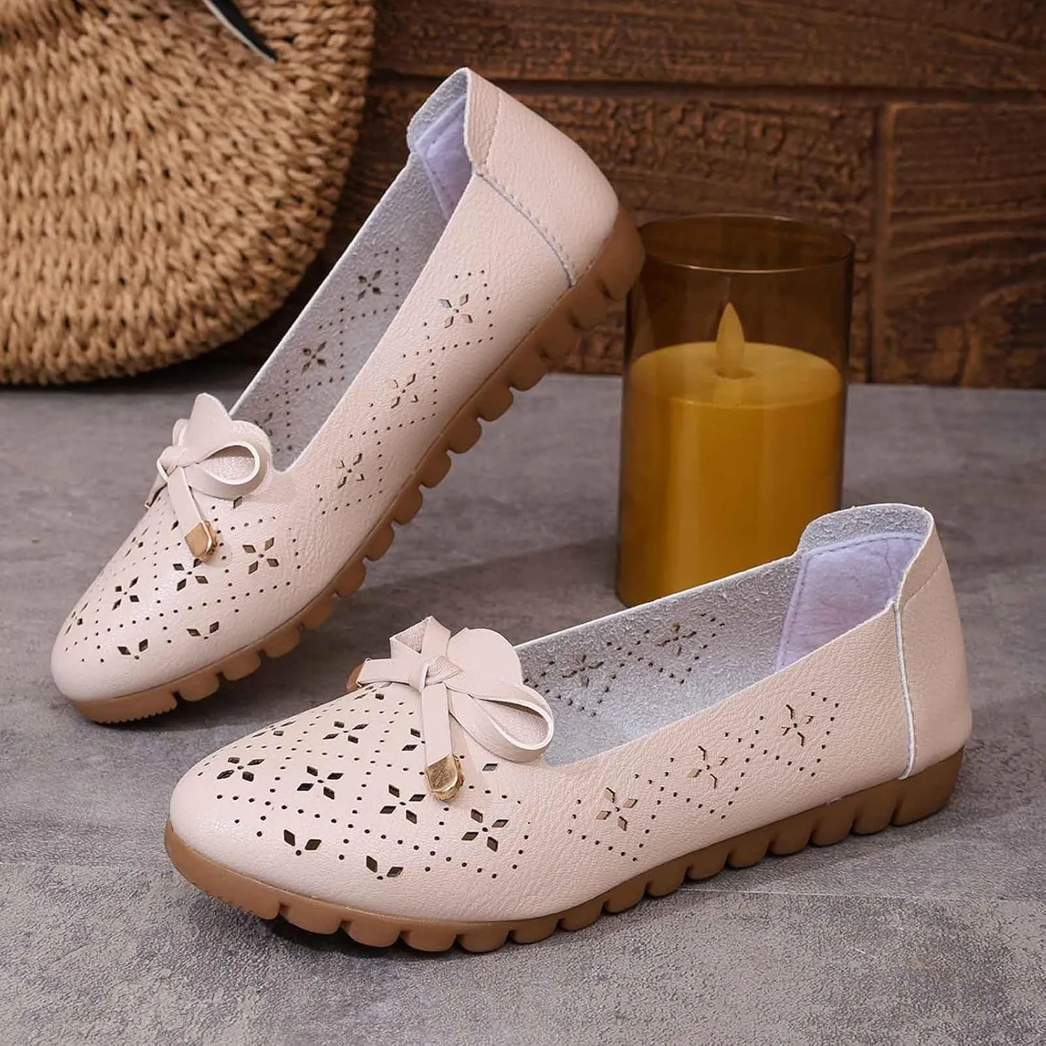 Women's Casual Slip On Shoes Breathable Comfortable Flat Walking Loafers for Daily Wear Travel Outfit