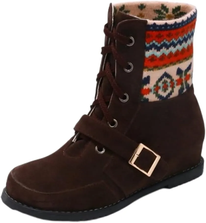 Womens Christmas Winter Suede Ankle Boots
