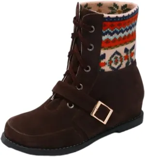 Womens Christmas Winter Suede Ankle Boots