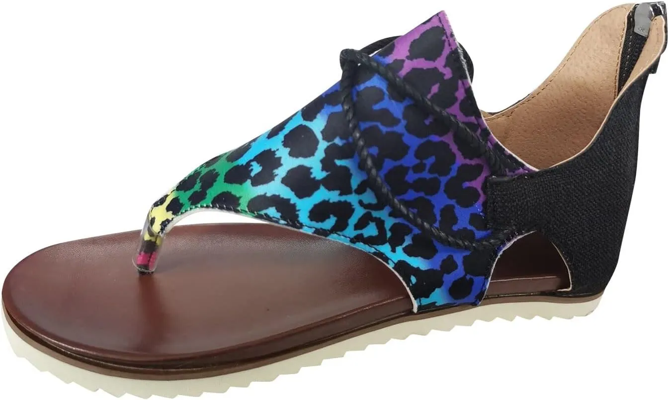 Women's Sandals Dressy, Womens Wedge Sandals Arch Support Slip On Orthopedic Flip Flops Flat Clip Toe Sandals