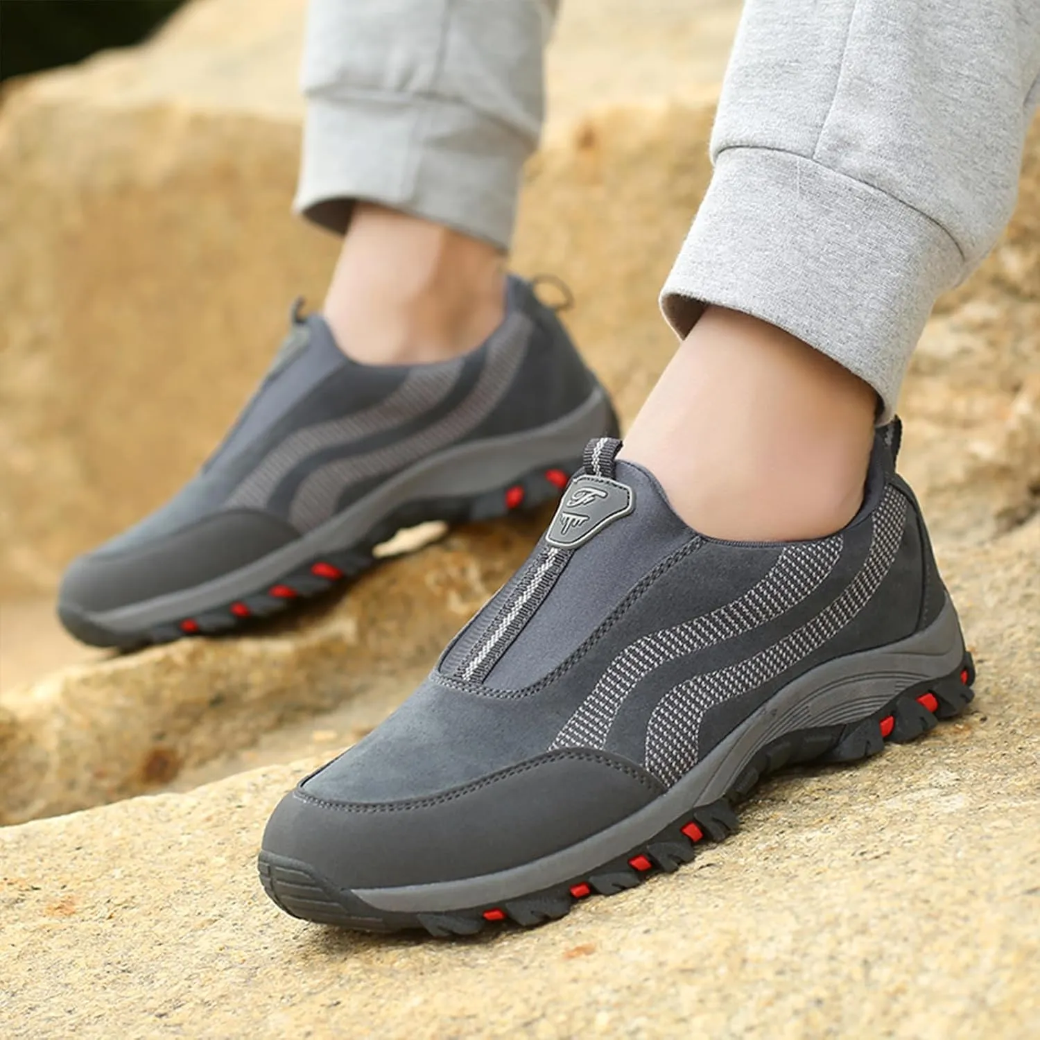 Women's Thick Sole Orthopedic Walking Loafers Breathable Lightweight Slip On Casual Sneakers with Arch Support Outdoor Non-Slip Hiking Shoes