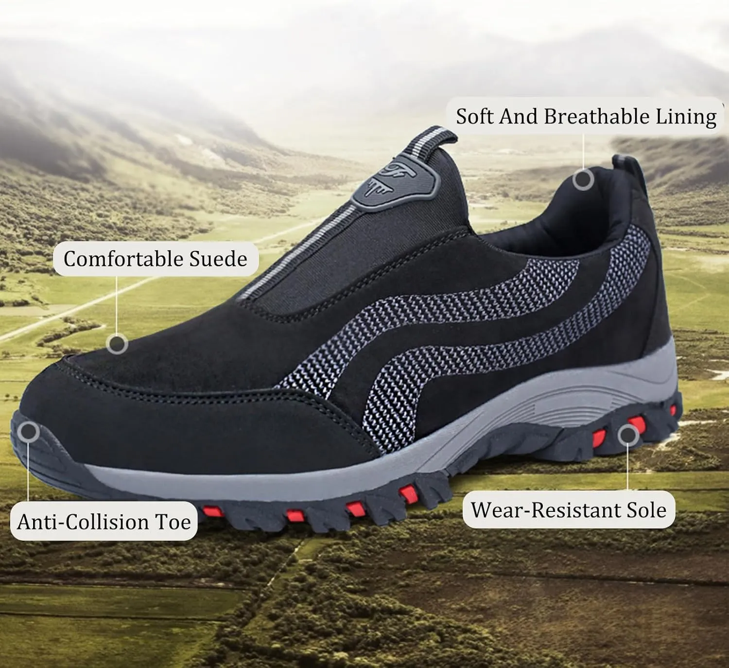 Women's Thick Sole Orthopedic Walking Loafers Breathable Lightweight Slip On Casual Sneakers with Arch Support Outdoor Non-Slip Hiking Shoes
