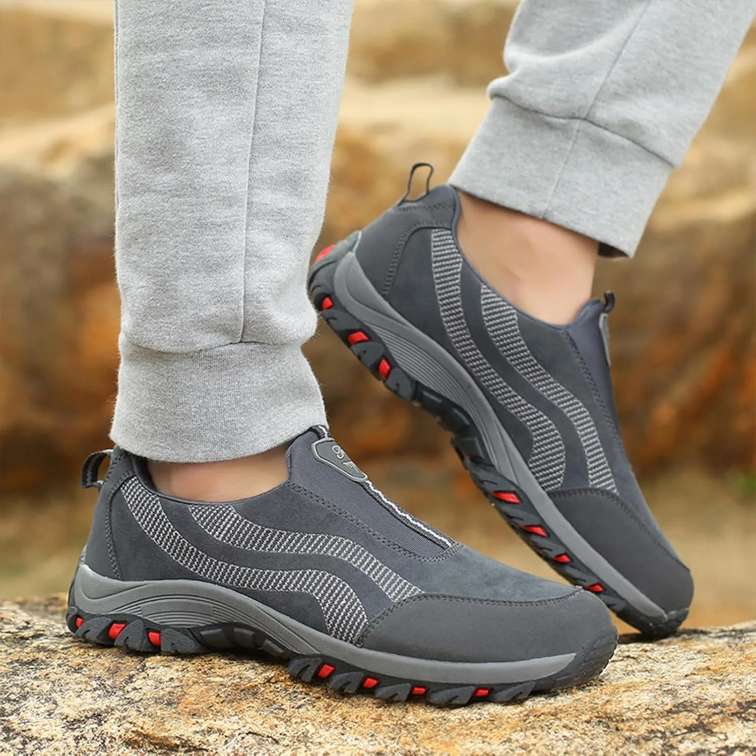 Women's Thick Sole Orthopedic Walking Loafers Breathable Lightweight Slip On Casual Sneakers with Arch Support Outdoor Non-Slip Hiking Shoes