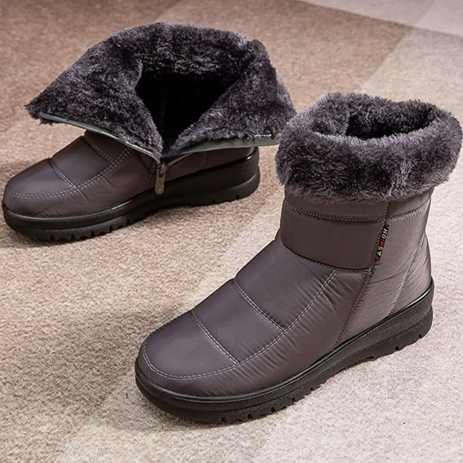 ZBYY Snow Boots for Women,Winter Fur Lined Warm Ankle Boots Slip On Waterproof Outdoor Booties Comfortable Shoes for Women