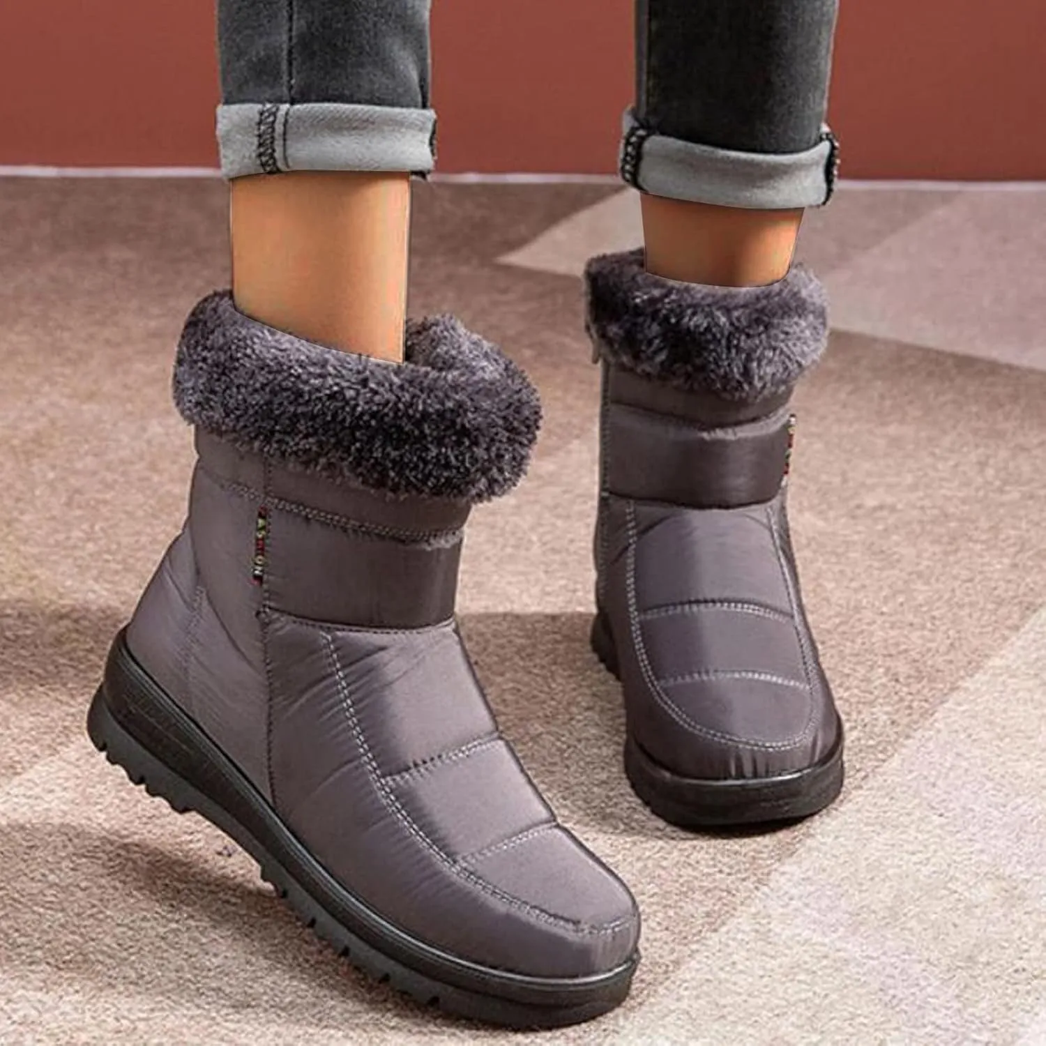 ZBYY Snow Boots for Women,Winter Fur Lined Warm Ankle Boots Slip On Waterproof Outdoor Booties Comfortable Shoes for Women